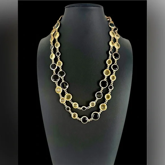 Anne Klein - Vintage 90’s Bezeled Gold Tone “Flapper Necklace” - Picture 3 of 6